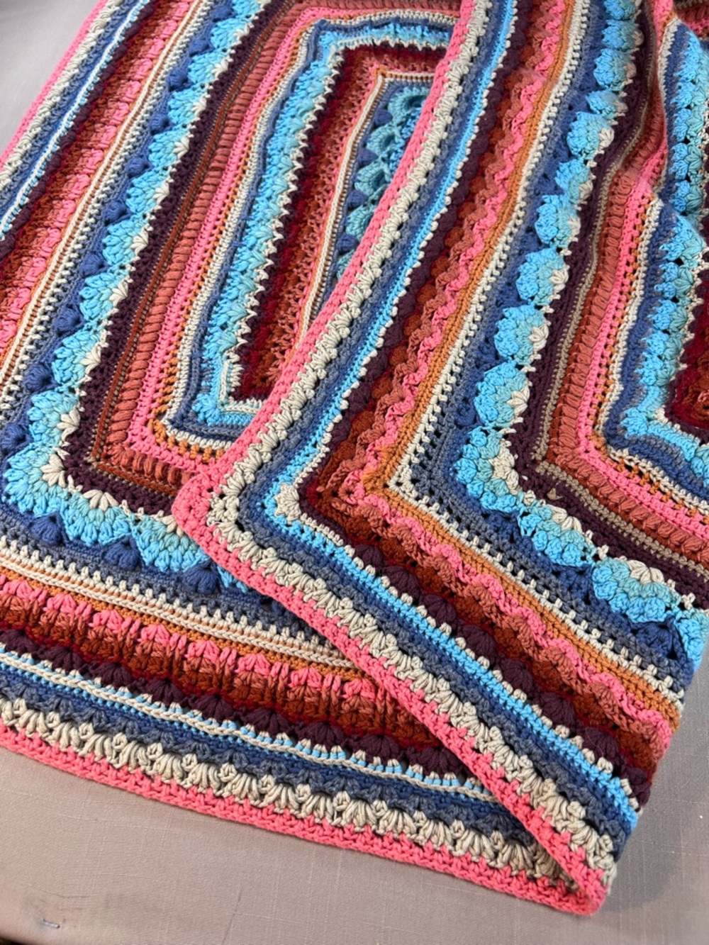 Handmade Crochet Throw Blanket Mandala Boho Multicolor 36x36 Afghan - Picture 15 of 15